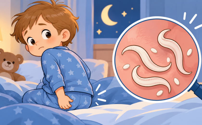 Madenwürmer bei Kindern – Illustration zu Oxyuren